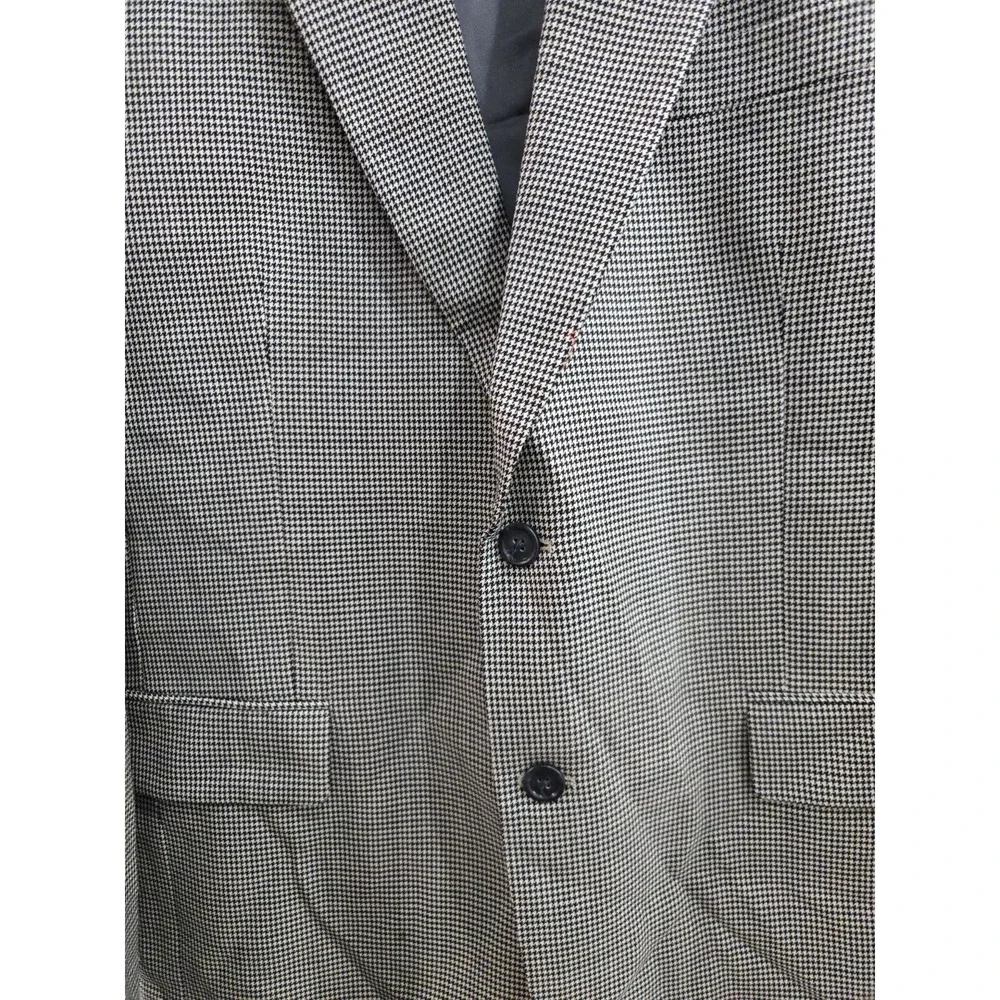 Jos A Bank Sport Coat Blazer Wool Mens‎ 44R Gray Windowpane Check Suit Jacket